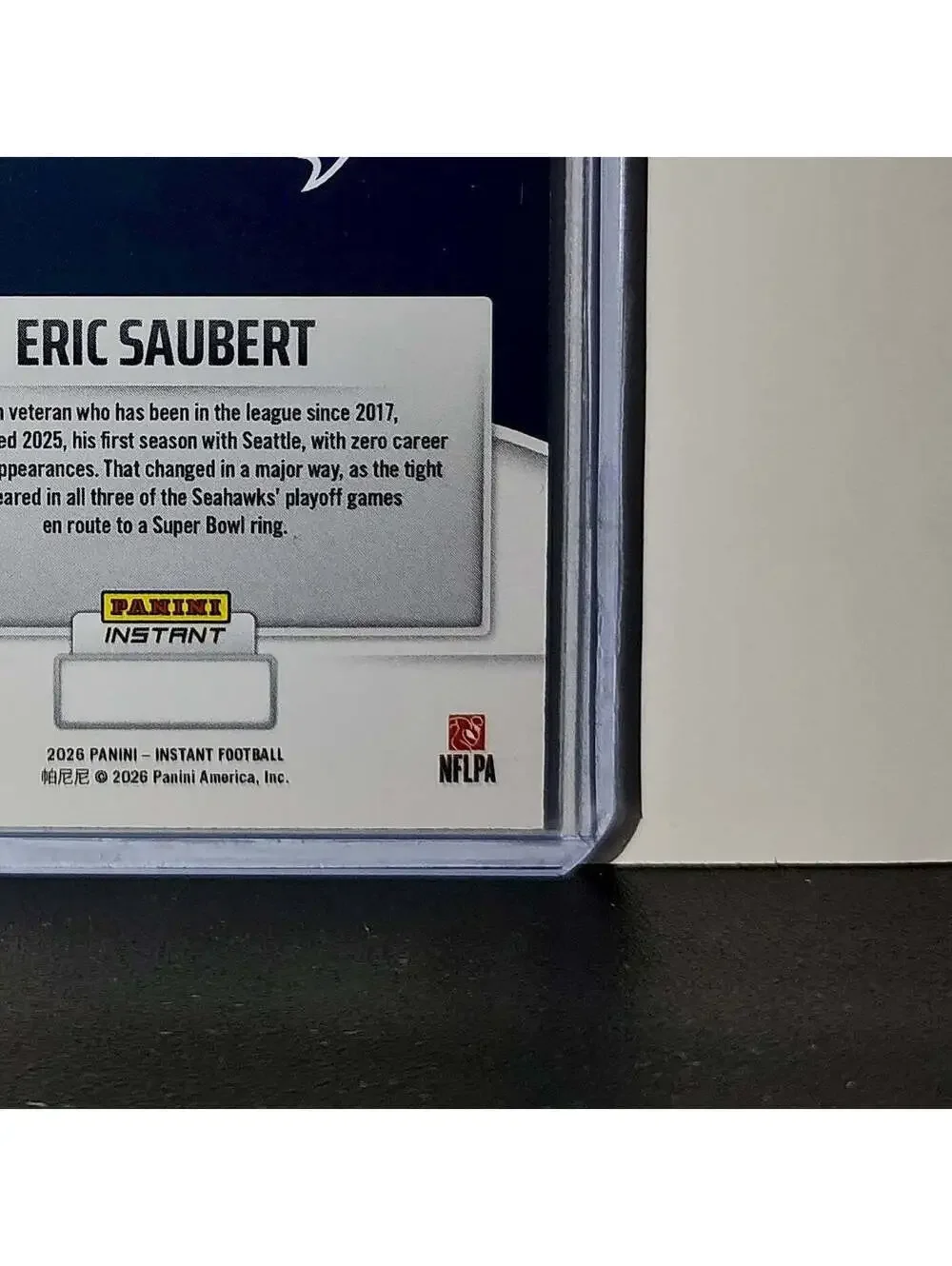 Eric Saubert 2026 Panini NFL Super Bowl LIX Champions #10 Card Seattle Seahawks